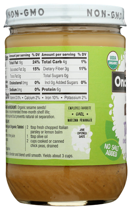 Tahini, Unsweetned Cremy, Org, 16 oz