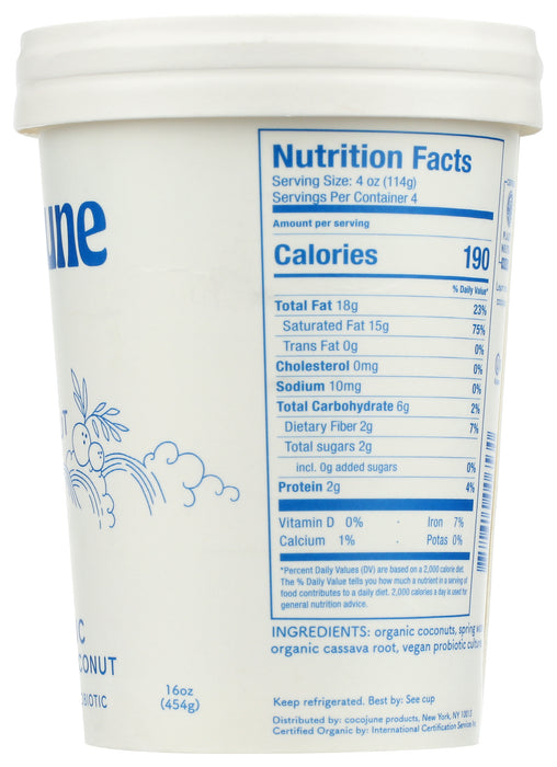 Cultured Coconut Yogurt, Pure, Org, 16 oz