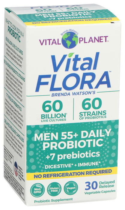 Vital Flora Men's 55+ Daily Probiotic 60B SS, 30 vcap