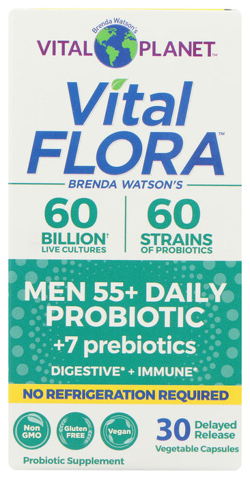 Vital Flora Men's 55+ Daily Probiotic 60B SS, 30 vcap