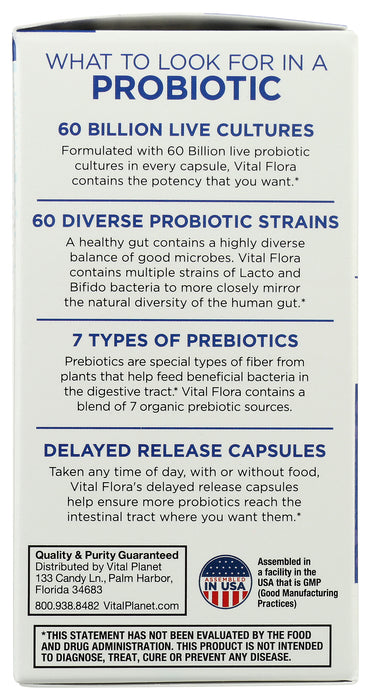 Vital Flora Ultra Daily Probiotic 60B, 30 vcap