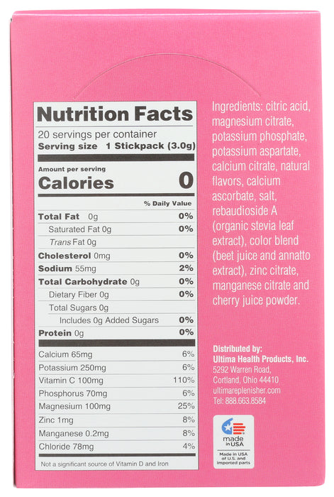 Electrolyte Powder, Pink Lemonade, 20 stick pk