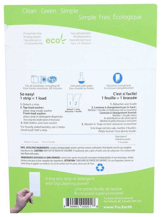 Laundry Detergent Eco-Strips, Fragrance Free, 32 strip