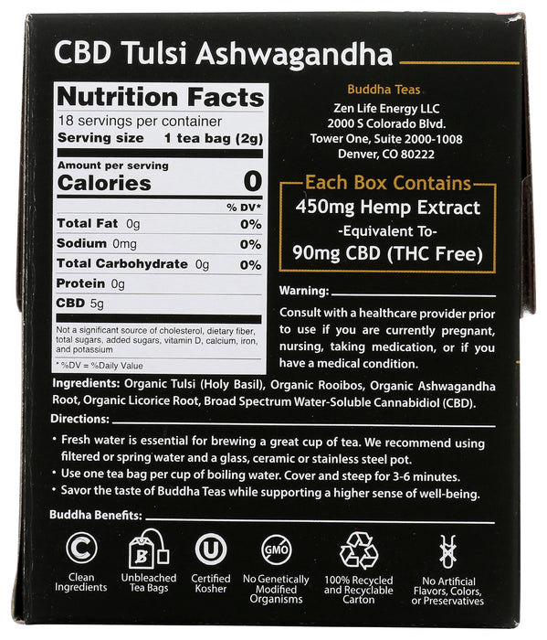 CBD Tulsi Ashwagandha Tea, 18 tbag