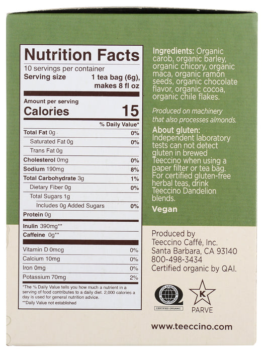 Maca Chocolate Herbal Tea, Org, 10 tbag