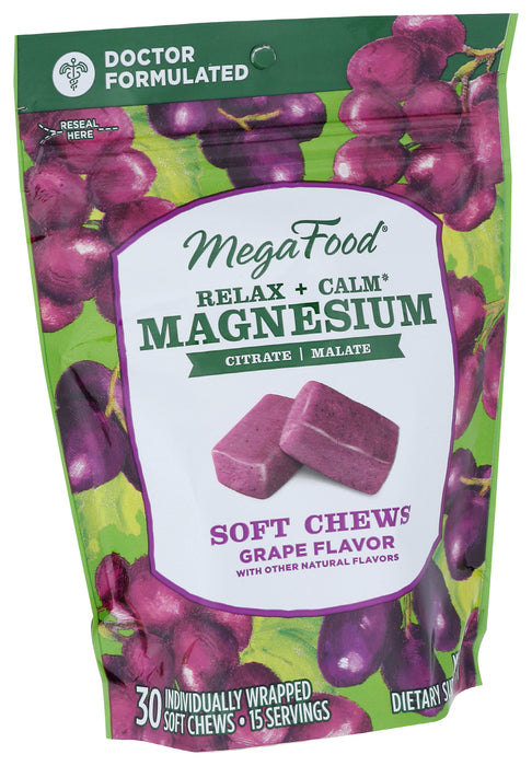 Relax & Calm Magnesium Soft Chews, Grape, 30 chew