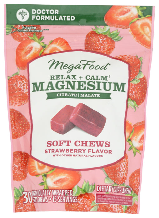 Relax & Calm Magnesium Soft Chews, Strawberry, 30 chew