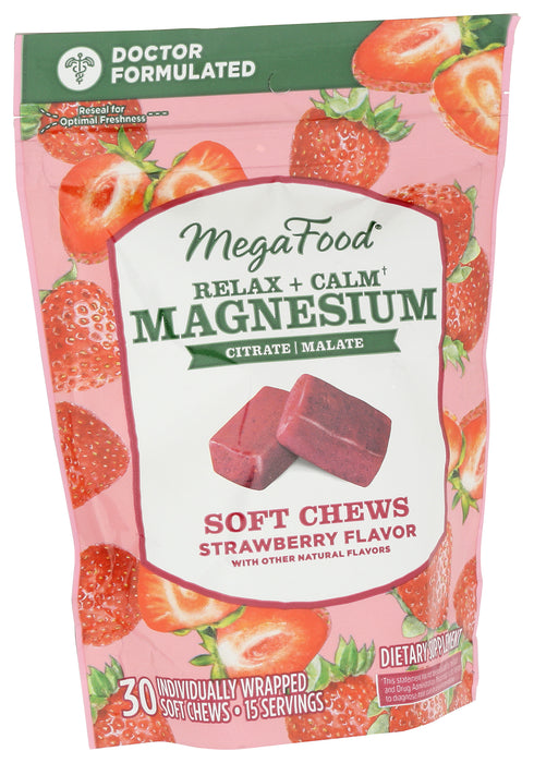 Relax & Calm Magnesium Soft Chews, Strawberry, 30 chew