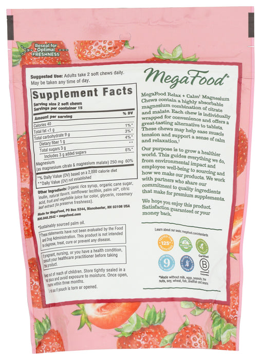 Relax & Calm Magnesium Soft Chews, Strawberry, 30 chew