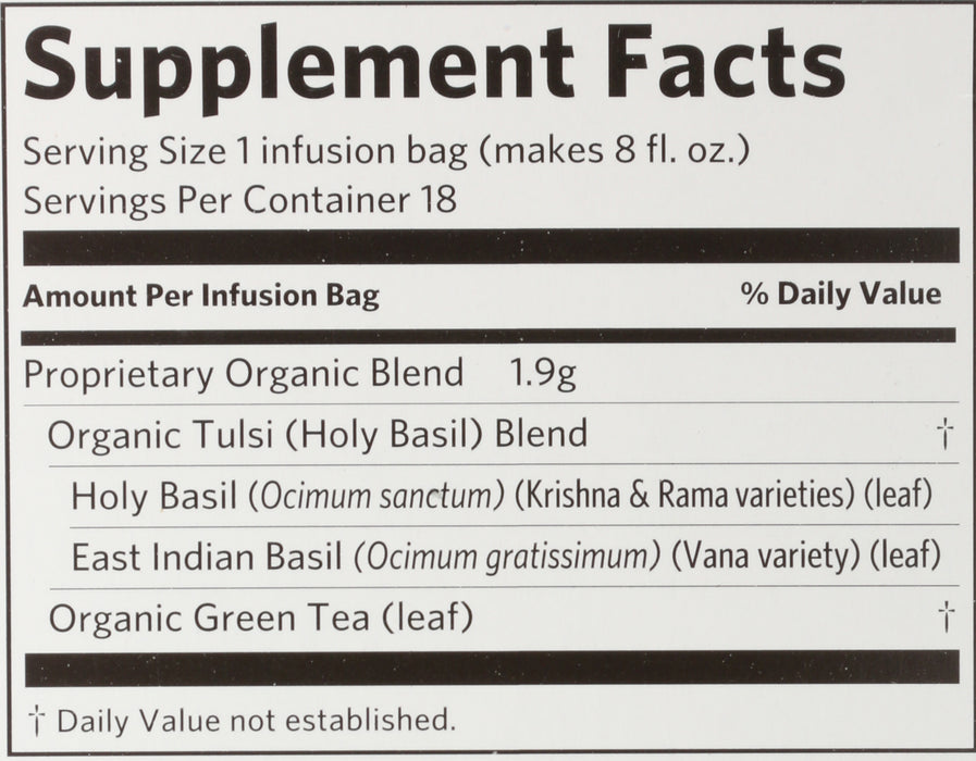 Green Tulsi Tea, Org, 18tbag