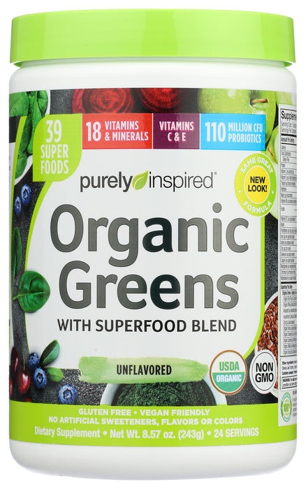 Organic Greens with Superfood, Unflavored, Org, 8.54 oz