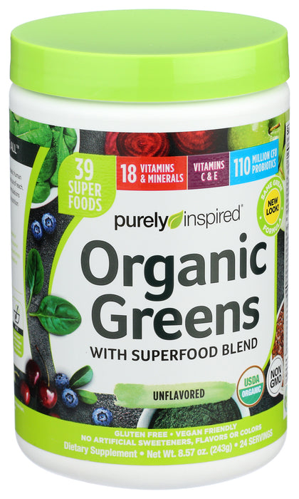 Organic Greens with Superfood, Unflavored, Org, 8.54 oz