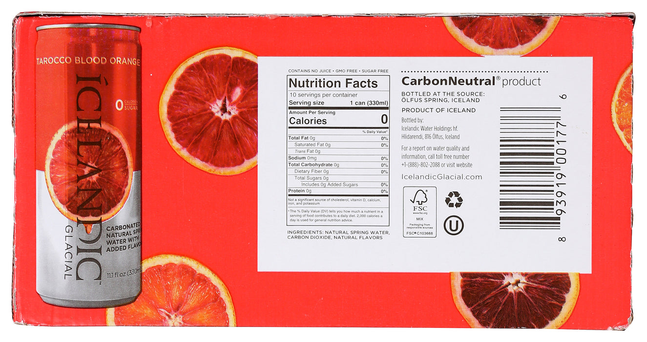 Carbonated Natural Spring Water, Blood Orange, 10 cans/111 fl oz