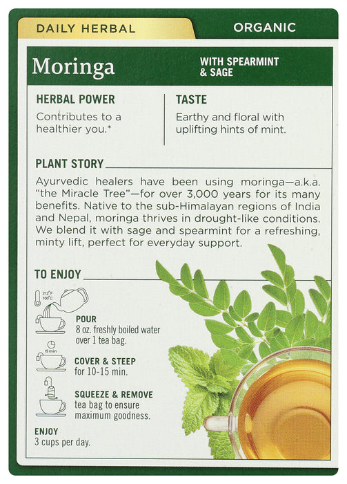 Moringa w/ Spearmint and Sage Herbal Tea, Org, 16bag