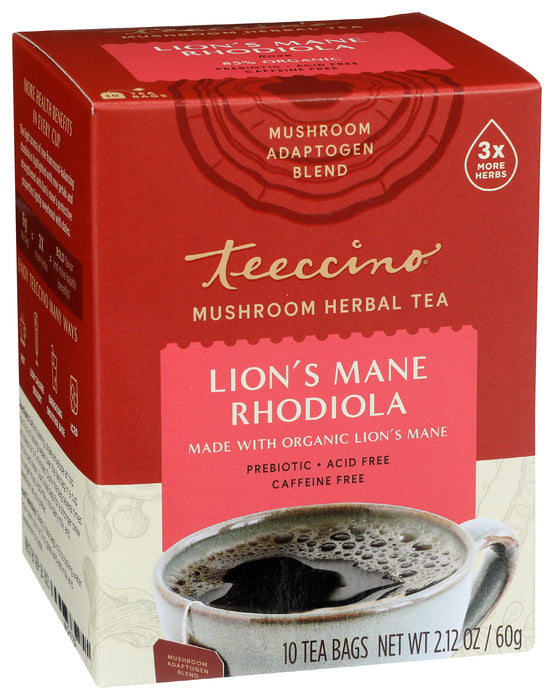 Lion's Mane Rohdiola Mushroom Herbal Tea, 10 tbag