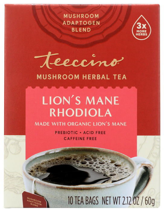 Lion's Mane Rohdiola Mushroom Herbal Tea, 10 tbag