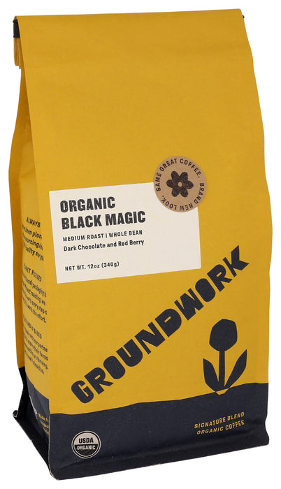 Black Magic Medium Roast Whole Bean Coffee, Org, 12 oz