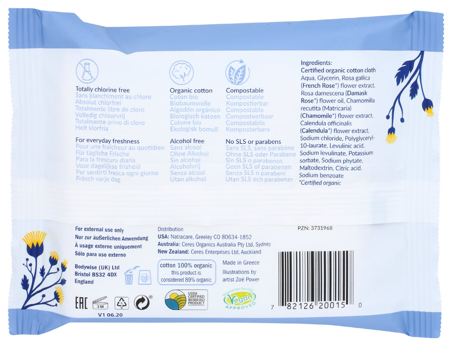 Intimate Organic Cotton Wipes, 12 ct
