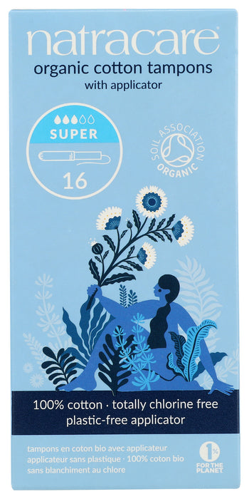 Organic Cotton Tampons, Super with Applicator, 16 ct