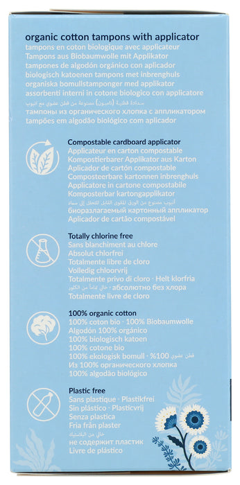 Organic Cotton Tampons, Super with Applicator, 16 ct