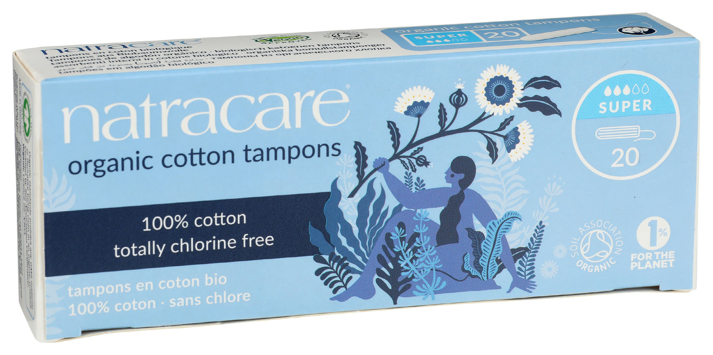 Organic Cotton Tampons, Super, 20 ct