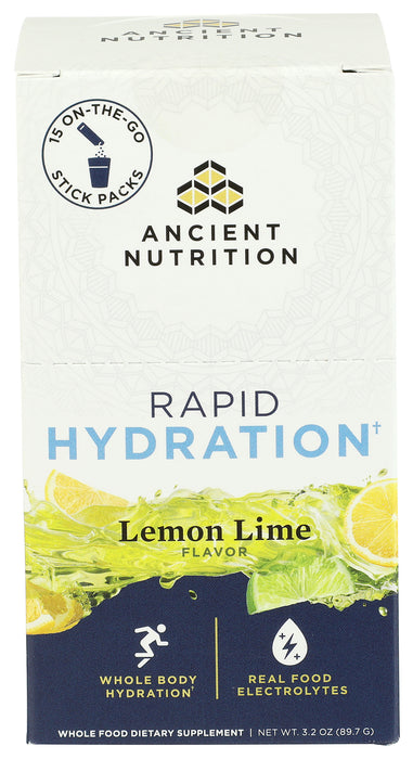 Rapid Hydration Powder, Lemon Lime, 3.2 oz/15 stick