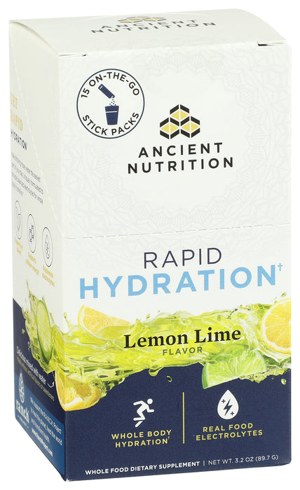 Rapid Hydration Powder, Lemon Lime, 3.2 oz/15 stick