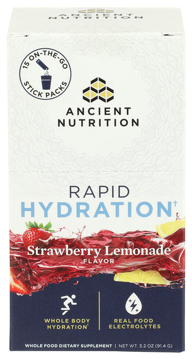 Rapid Hydration Powder, Strawberry Lemonade, 3.2 oz/15 stick