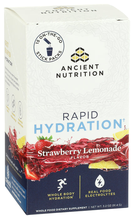 Rapid Hydration Powder, Strawberry Lemonade, 3.2 oz/15 stick