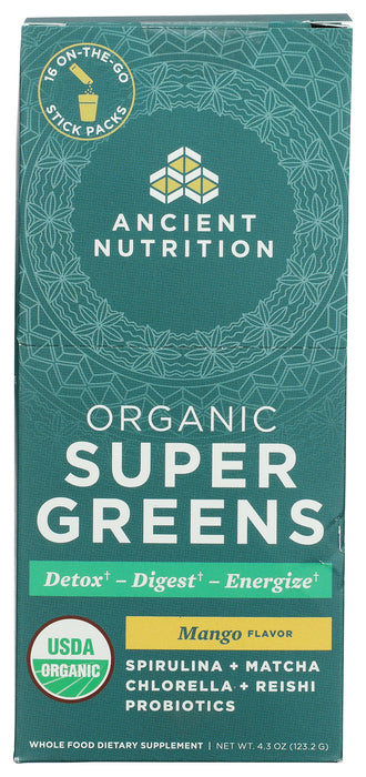 Organic Super Greens, Mango 4.3 oz/16 stick