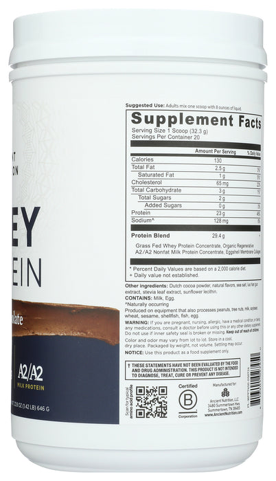 Whey Protein Powder A2/A2, Milk Chocolate, 22.8 oz/20 serv