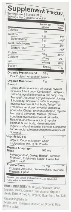 Chocolate Mushrooms + Protein Powder, Plant Based, 15.8 oz