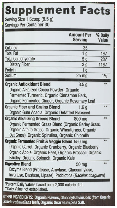 Fermented Cacao Greens, Org, 30 serv/8.9 oz