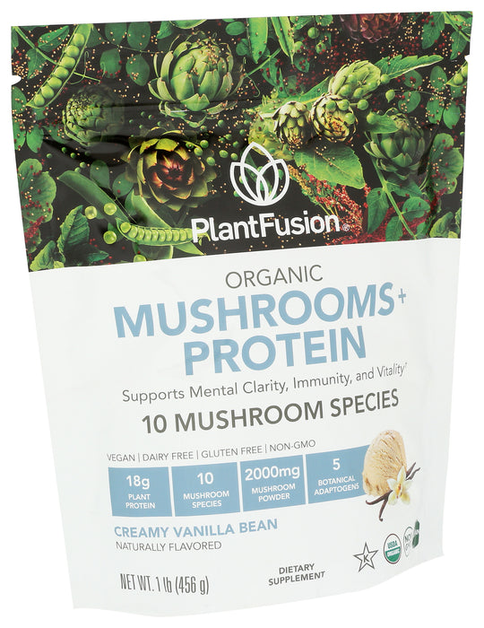 Vanilla Mushrooms + Protein Powder, Plant Based, 15 oz