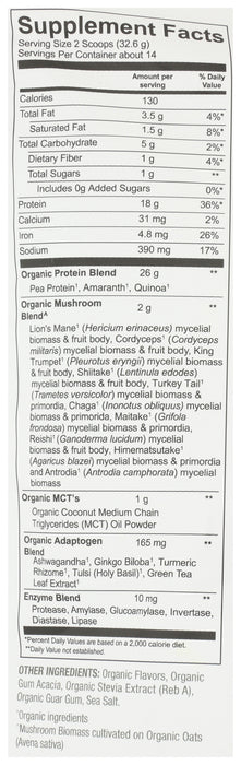 Vanilla Mushrooms + Protein Powder, Plant Based, 15 oz