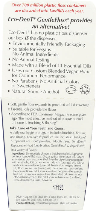 GentleFloss Dental Floss, Mint, Vegan, 100 yd