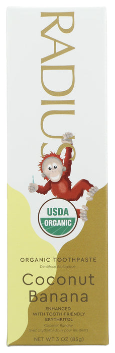 Kid's Toothpaste, Coconut Banana, Org, 3 oz