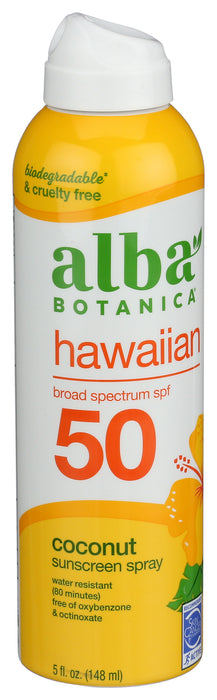 Hawaiian Sunscreen 50, Clear Spray, Coconut, 6 oz