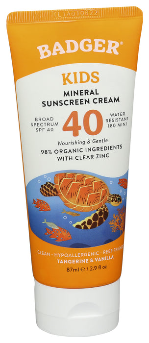 Kids Mineral Sunscreen SPF 40 Cream, Tangerine & Vanilla, 2.9 floz