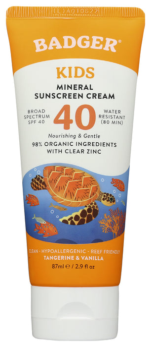 Kids Mineral Sunscreen SPF 40 Cream, Tangerine & Vanilla, 2.9 floz