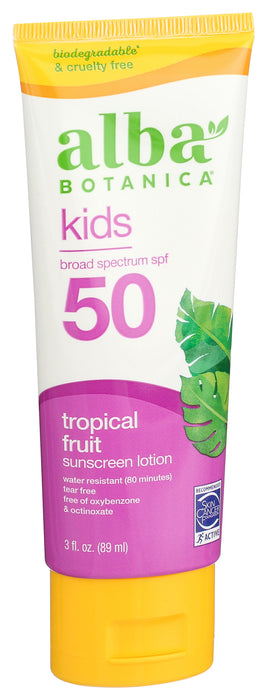 Kids Sunscreen 45, Tropical Fruit, 4 oz