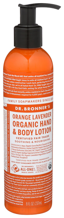 Organic Hand & Body Lotion, Orange Lavender, 8 oz