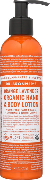 Organic Hand & Body Lotion, Orange Lavender, 8 oz