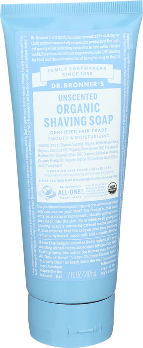 Organic Shaving Soap, Unscented, 7 oz