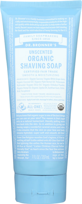 Organic Shaving Soap, Unscented, 7 oz