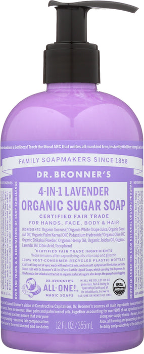 Organic Sugar Soap, Lavender, 12 oz