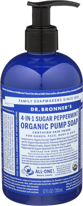 Organic Sugar Soap, Peppermint, 12 oz