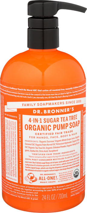 Organic Sugar Soap, Tea Tree, 24 oz