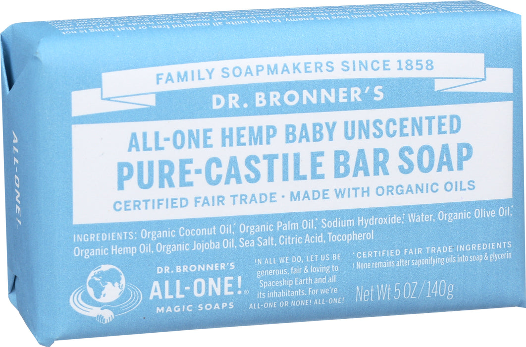 Pure Castile Bar Soap, Hemp Baby Unscented, 5 oz