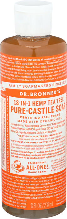 Pure Castile Liquid Soap, Hemp Tea Tree, 8 floz